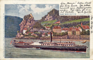 Cartão-postal do Burg Werfenstein, local de encontro de ocultistas sectários que no início do século 20 promoviam visão de mundo "ariana" (Foto: Cortesia Jörg Heiser)