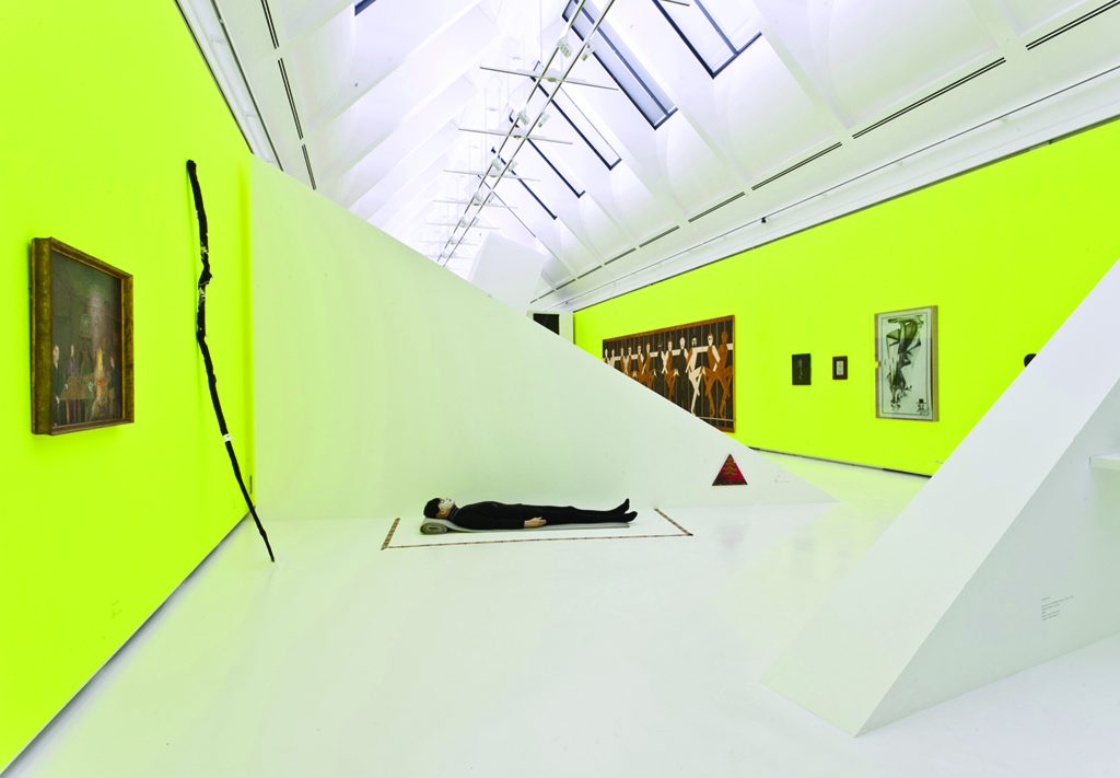 View of the exhibition Secret Societies, designed by Fabian Marti (Photo: Courtesy Schrn Kunsthalle)